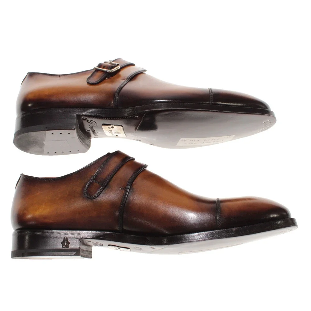Di Bianco NWB Single Monk Strap Dress Shoes Size 9 US in Brown Leather